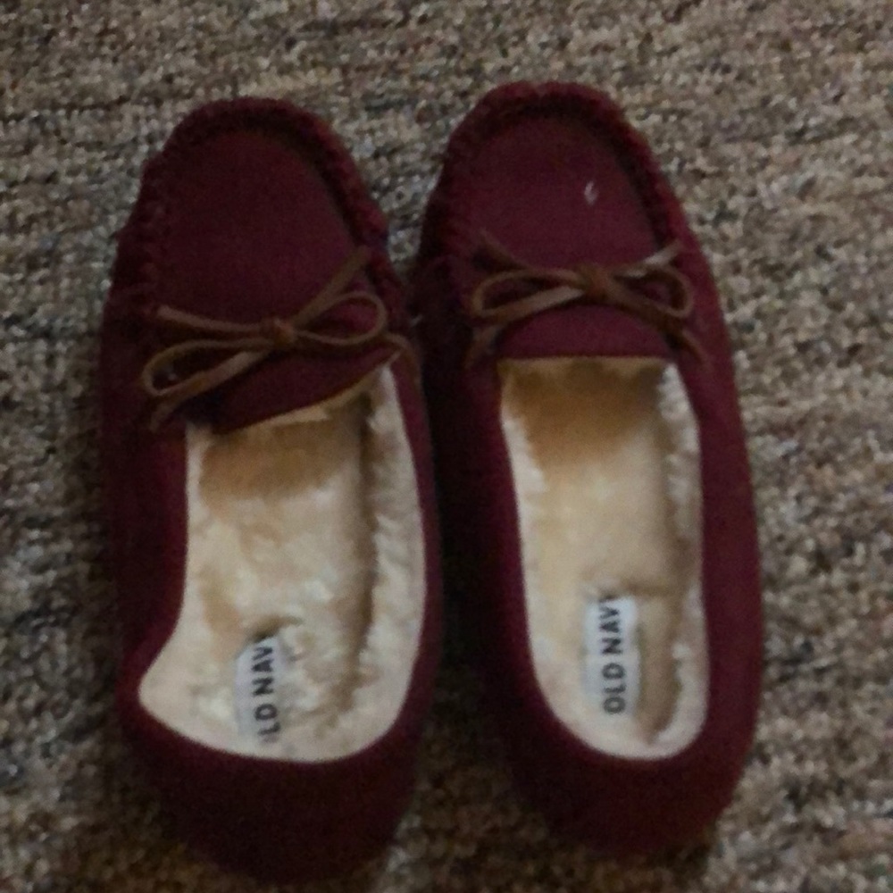 Dark red moccasins